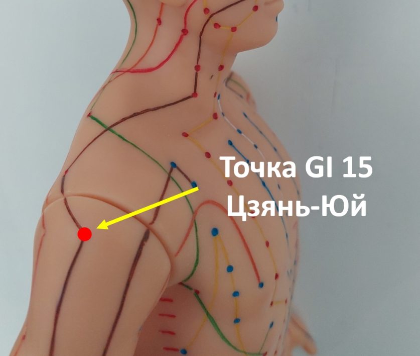 боль в плече точка Gi 15